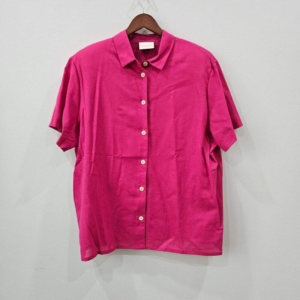 Geiger Collections Pink 100% Cotton Short Sleeve Button Up Shirt Size 50 Austria